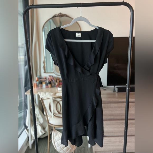 Aritzia Savoy Black Ruffle Mini Dress - Picture 1 of 5